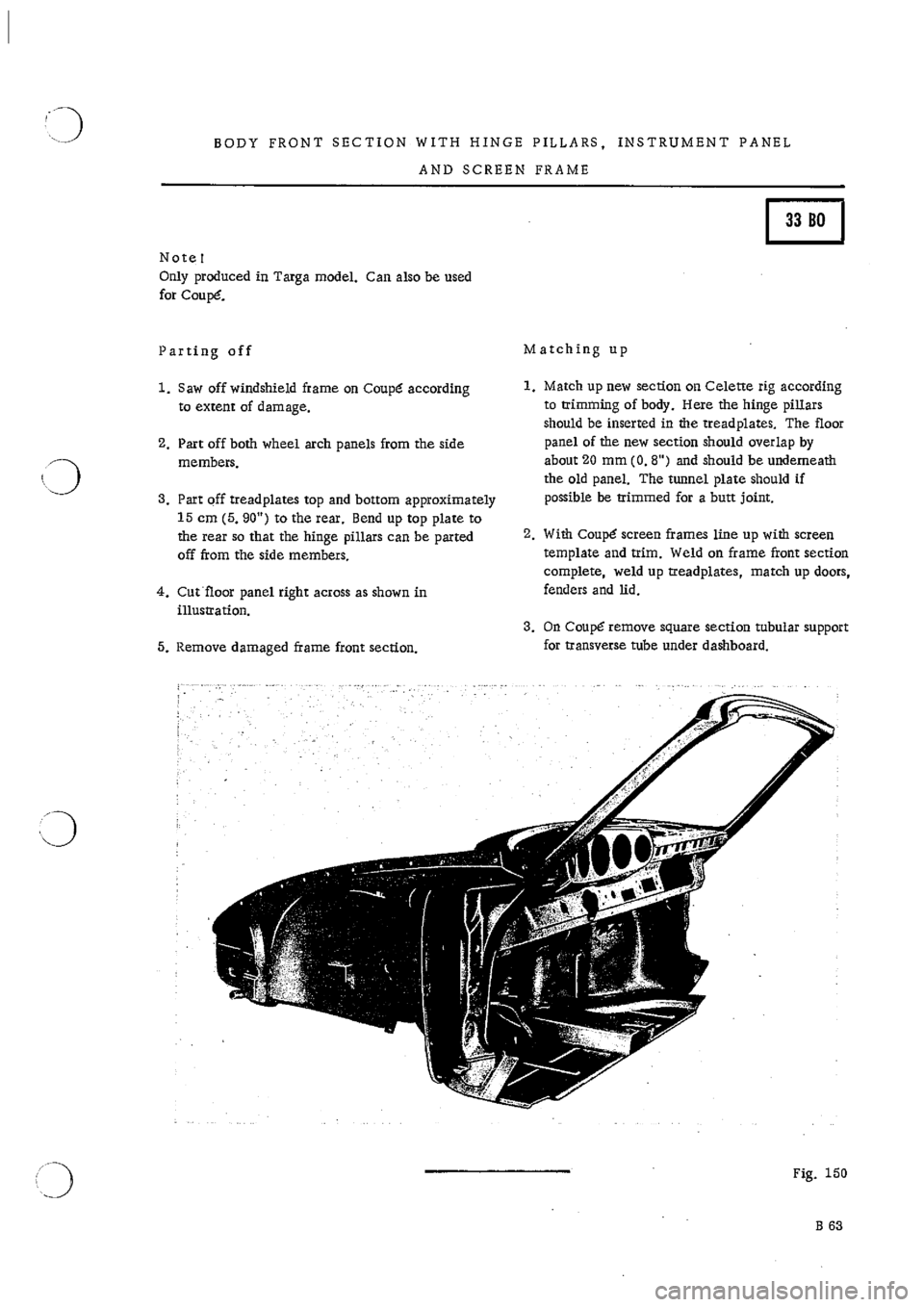 PORSCHE 911 1966 1.G Body Parts 2 Workshop Manual 