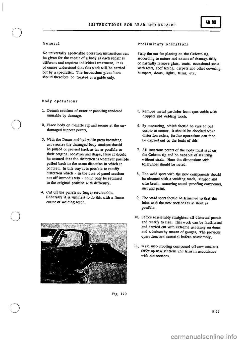 PORSCHE 911 1966 1.G Body Parts 2 Workshop Manual 