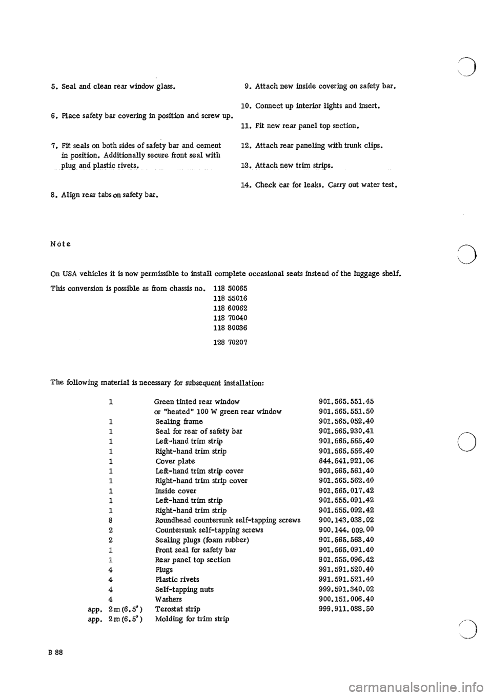 PORSCHE 911 1966 1.G Body Parts 2 Workshop Manual 