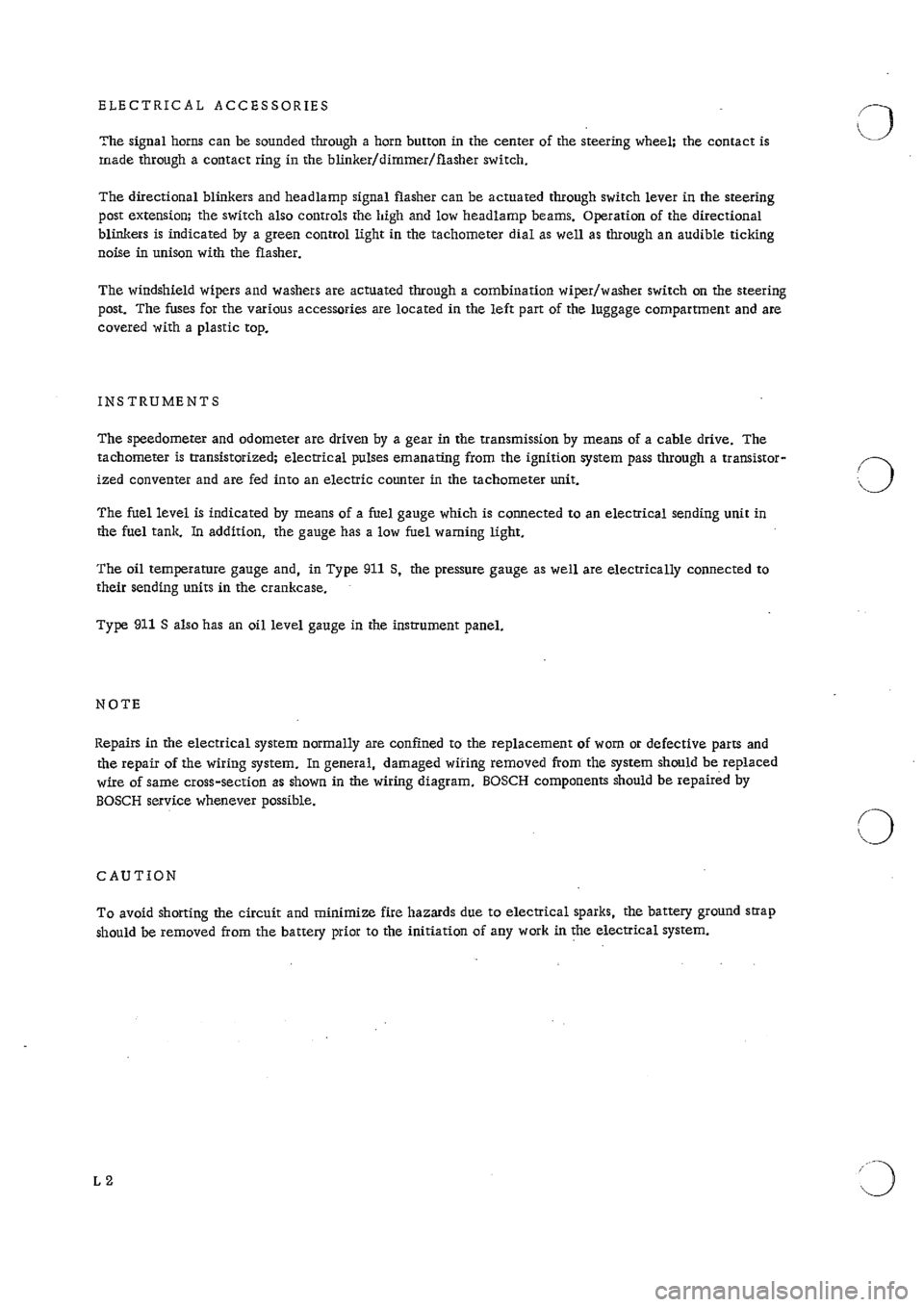 PORSCHE 911 1968 1.G Electrical Workshop Manual 