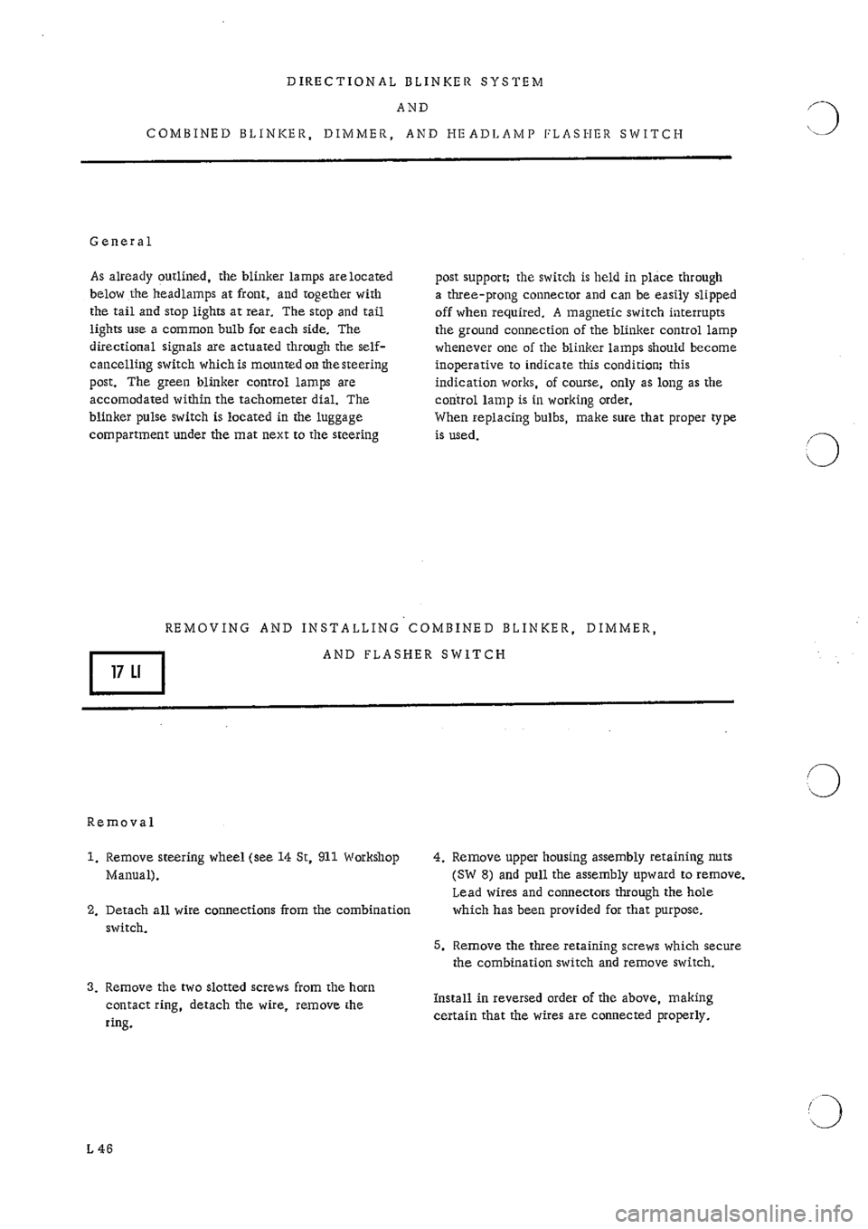 PORSCHE 911 1968 1.G Electrical Workshop Manual 