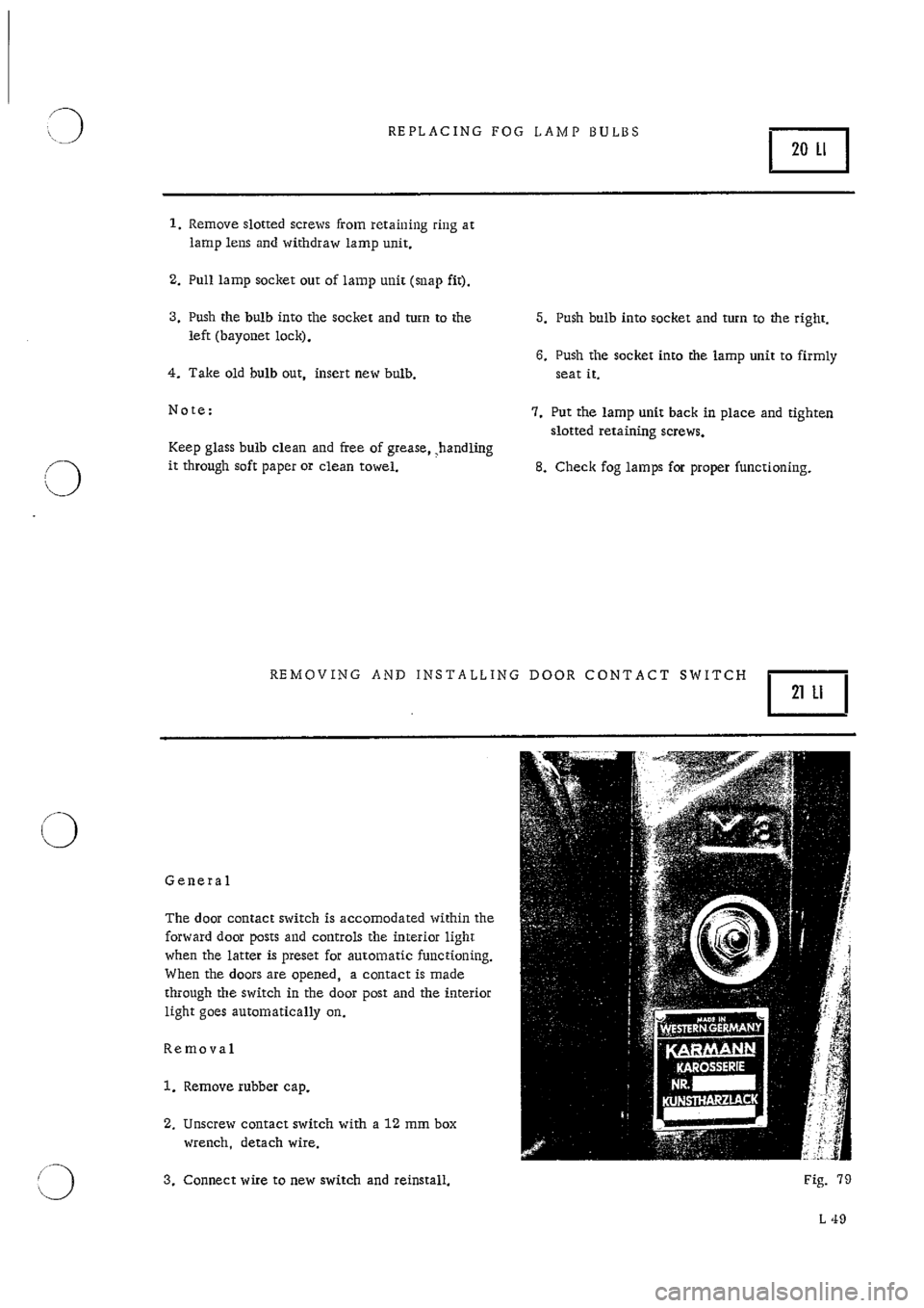 PORSCHE 911 1968 1.G Electrical Workshop Manual 