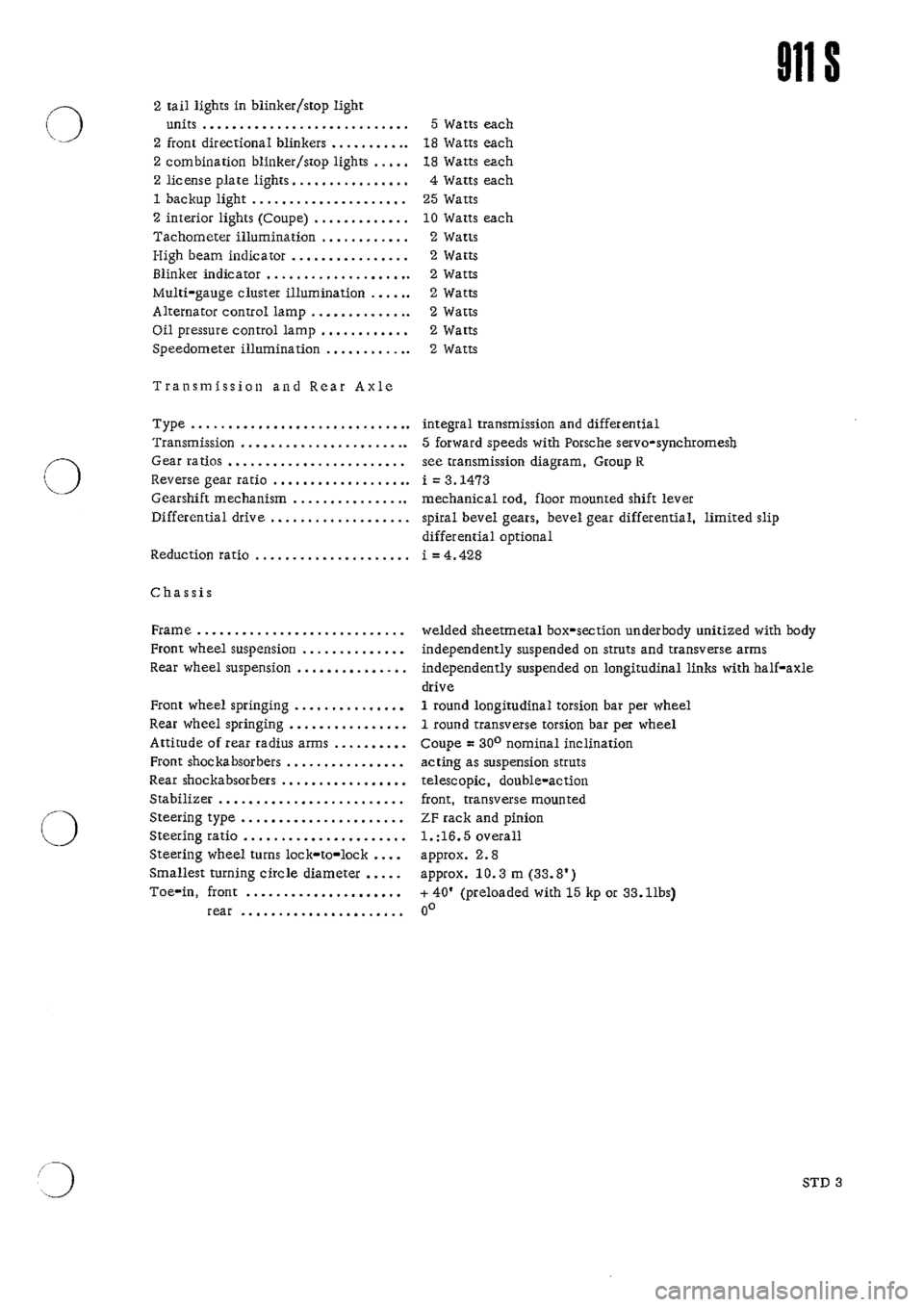 PORSCHE 911 1968 1.G Technical Data Workshop Manual 