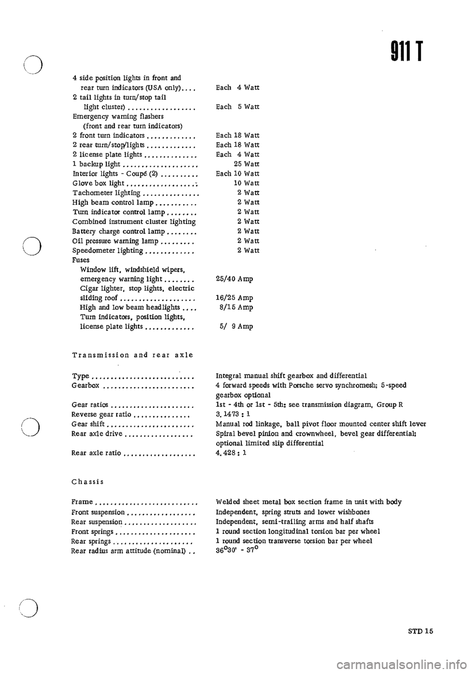 PORSCHE 911 1968 1.G Technical Data Workshop Manual 