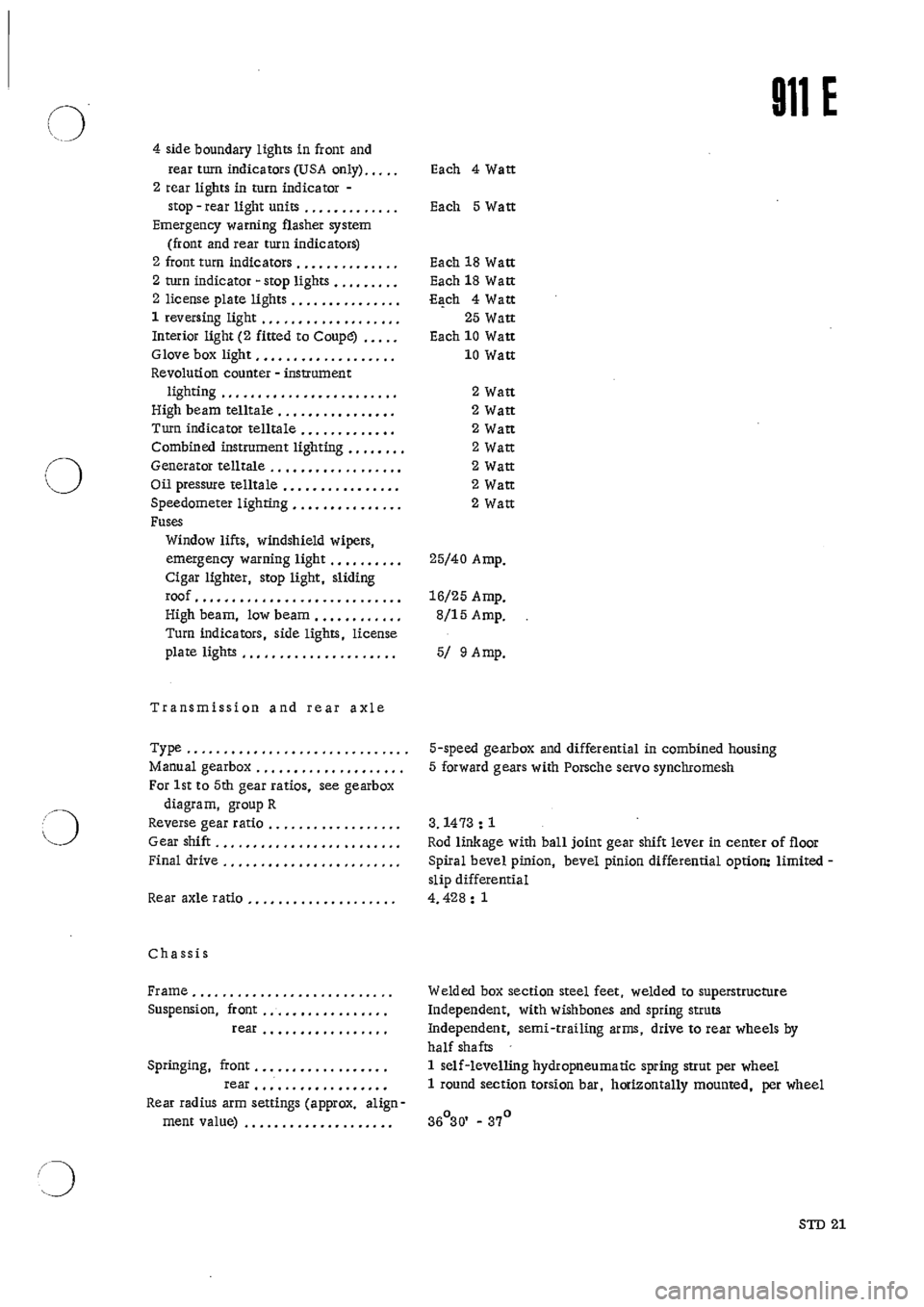 PORSCHE 911 1968 1.G Technical Data Workshop Manual 