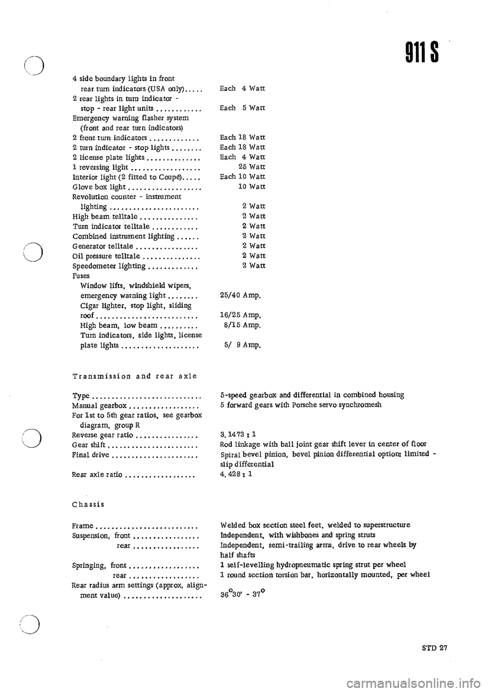 PORSCHE 911 1968 1.G Technical Data Workshop Manual 