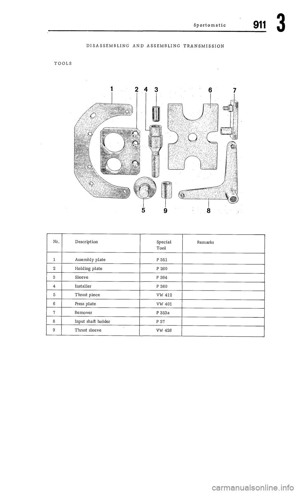 PORSCHE 911 1972 1.G Workshop Manual 3 