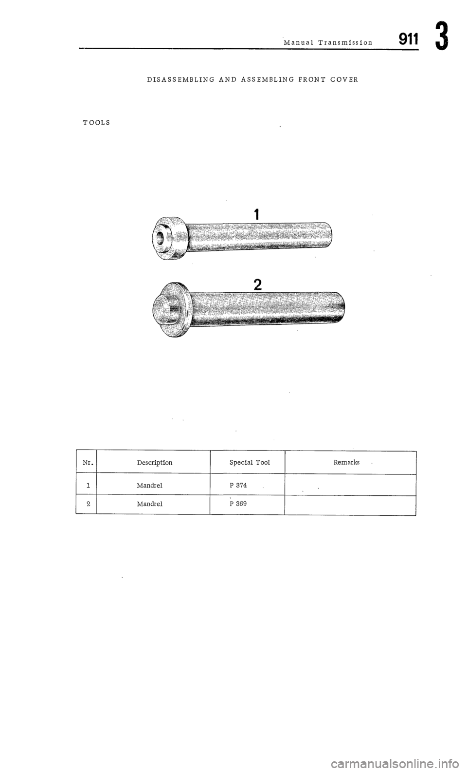 PORSCHE 911 1972 1.G Workshop Manual 3 