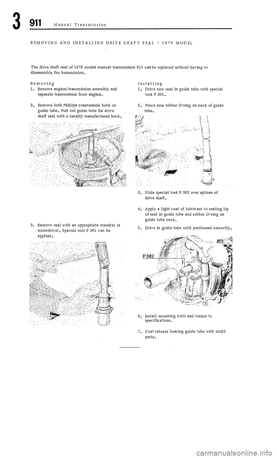 PORSCHE 911 1972 1.G Workshop Manual 3 