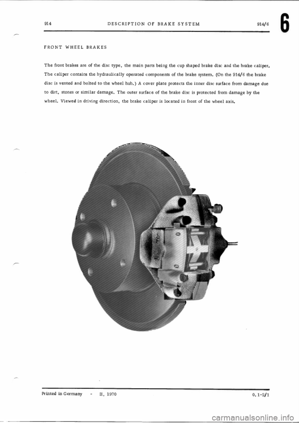 PORSCHE 914 1973 1.G Brakes Workshop Manual 