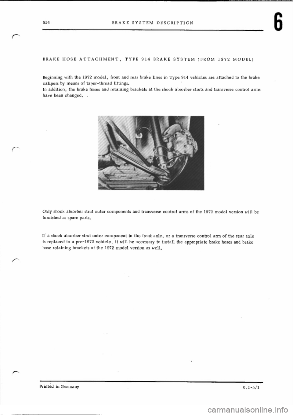 PORSCHE 914 1973 1.G Brakes Workshop Manual 