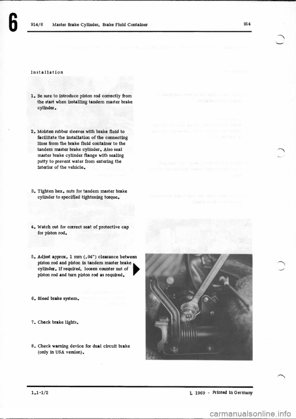 PORSCHE 914 1973 1.G Brakes Workshop Manual 
