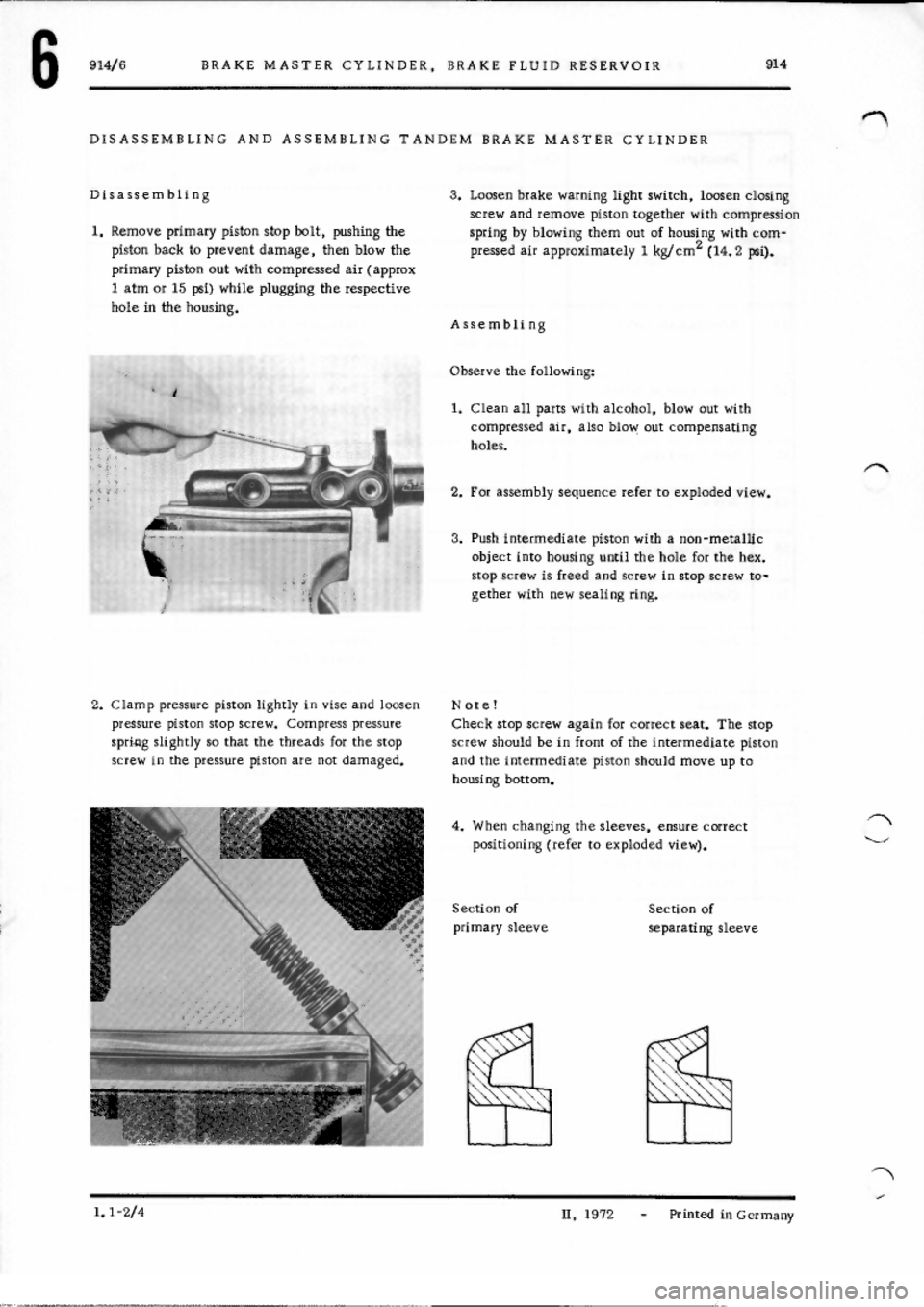 PORSCHE 914 1973 1.G Brakes Workshop Manual 