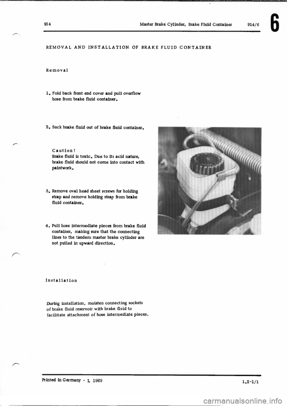 PORSCHE 914 1973 1.G Brakes Workshop Manual 