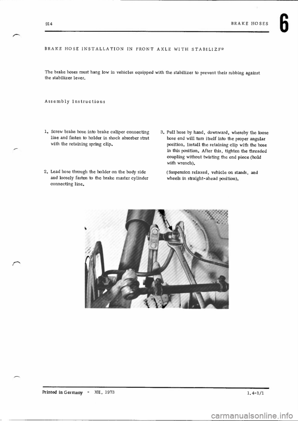 PORSCHE 914 1973 1.G Brakes Workshop Manual 
