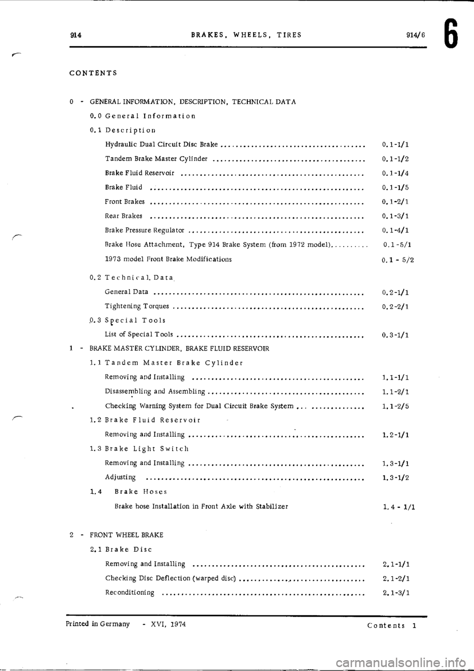 PORSCHE 914 1973 1.G Brakes Workshop Manual 