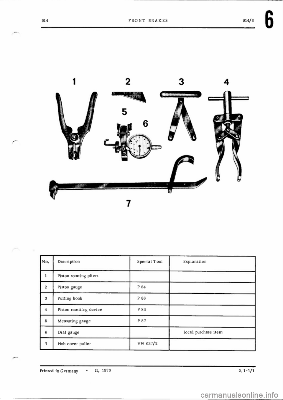 PORSCHE 914 1973 1.G Brakes Workshop Manual 