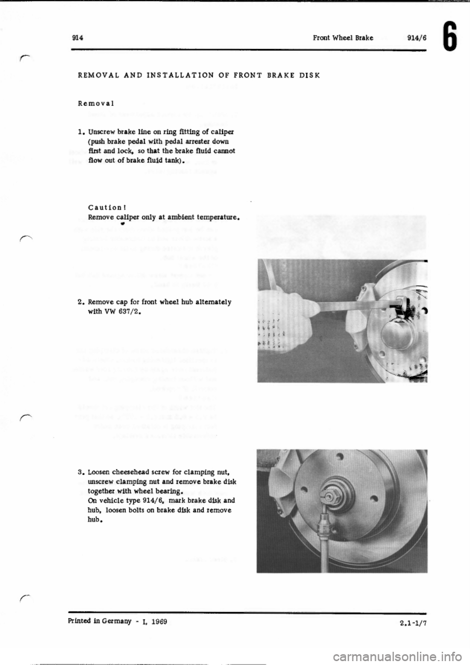 PORSCHE 914 1973 1.G Brakes Workshop Manual 
