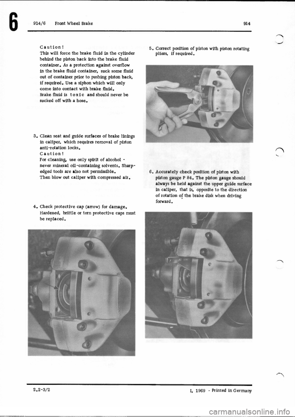 PORSCHE 914 1973 1.G Brakes Workshop Manual 