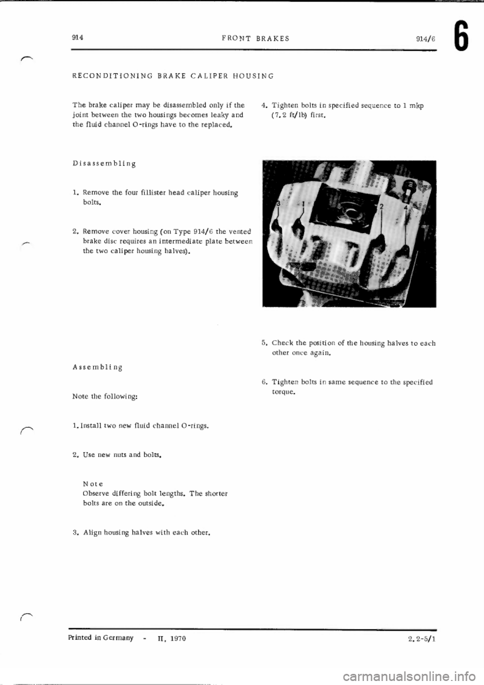 PORSCHE 914 1971 1.G Brakes Workshop Manual 