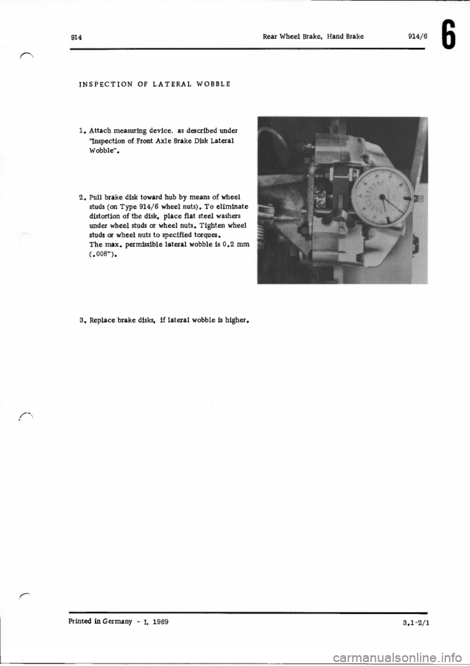PORSCHE 914 1971 1.G Brakes Workshop Manual 