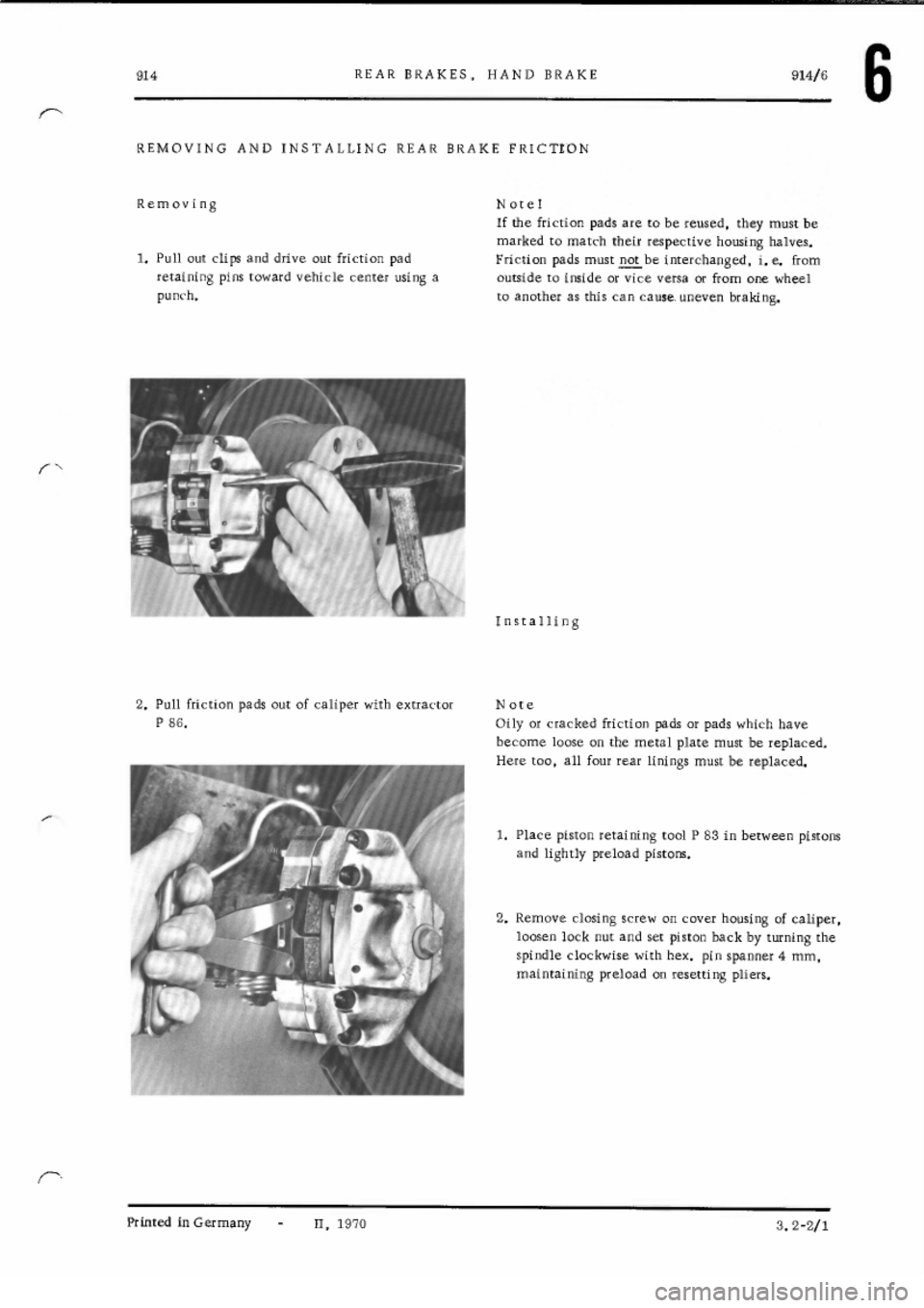 PORSCHE 914 1973 1.G Brakes Workshop Manual 