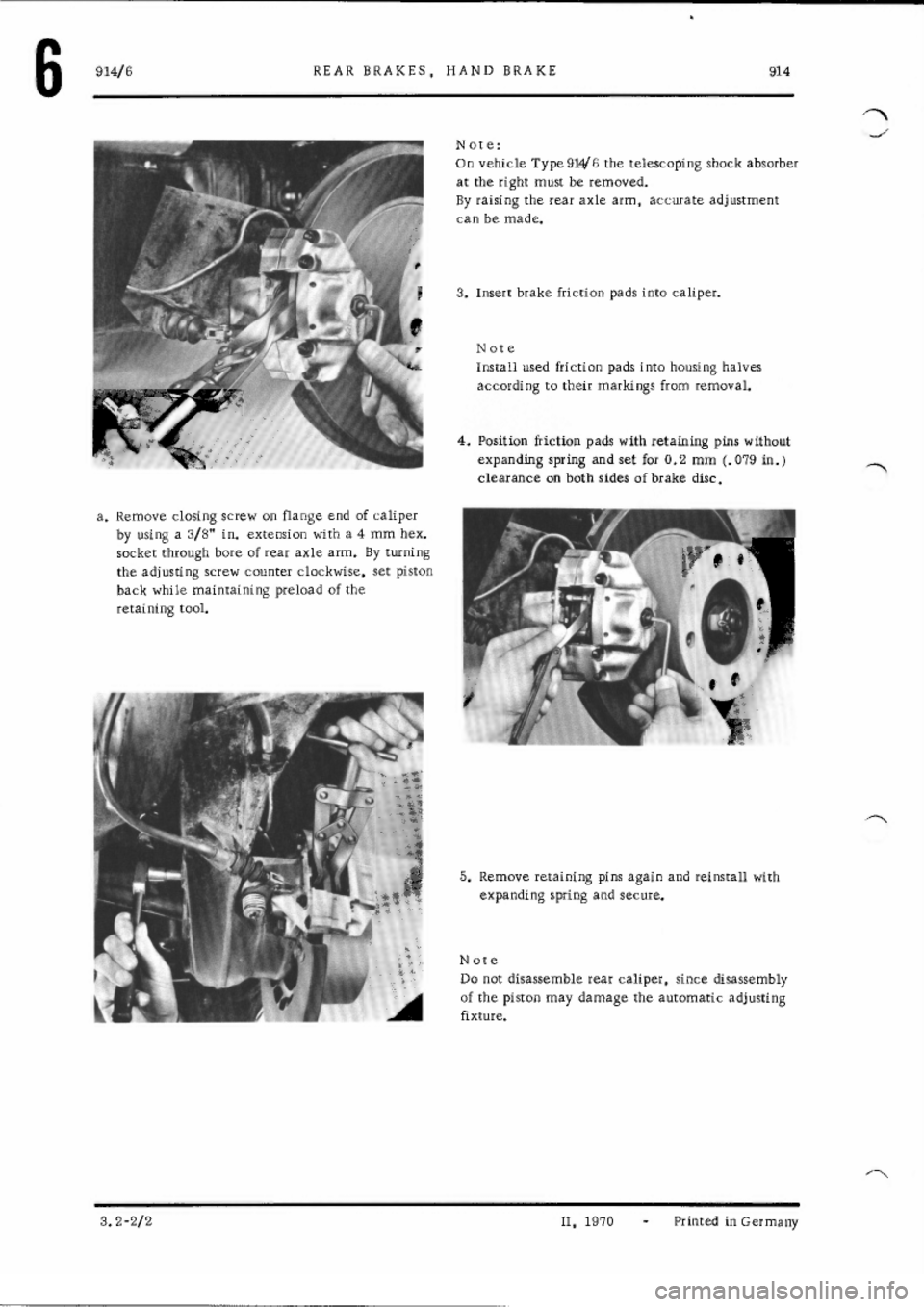 PORSCHE 914 1973 1.G Brakes Workshop Manual 