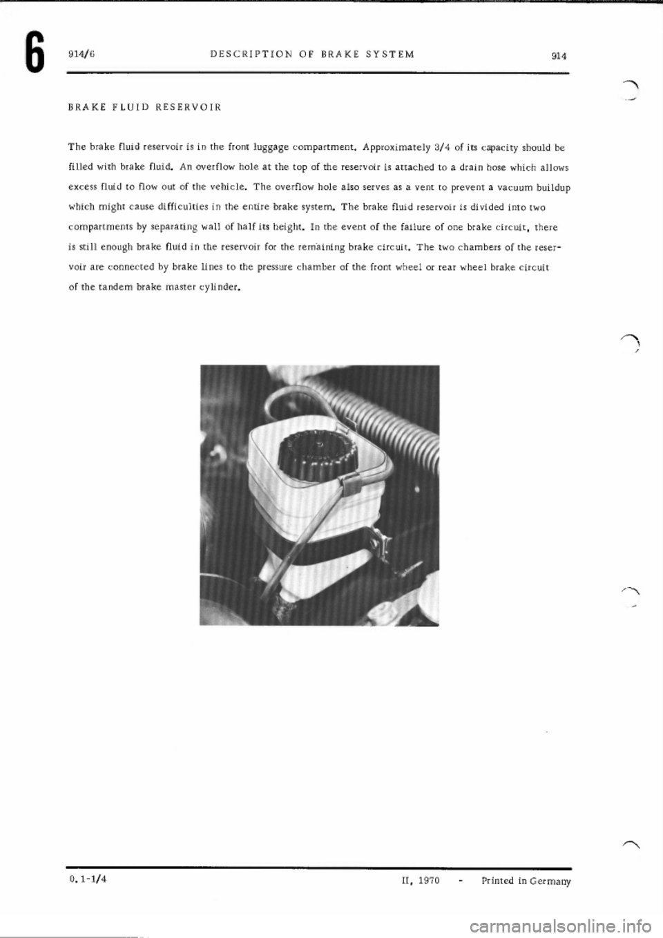 PORSCHE 914 1973 1.G Brakes Workshop Manual 