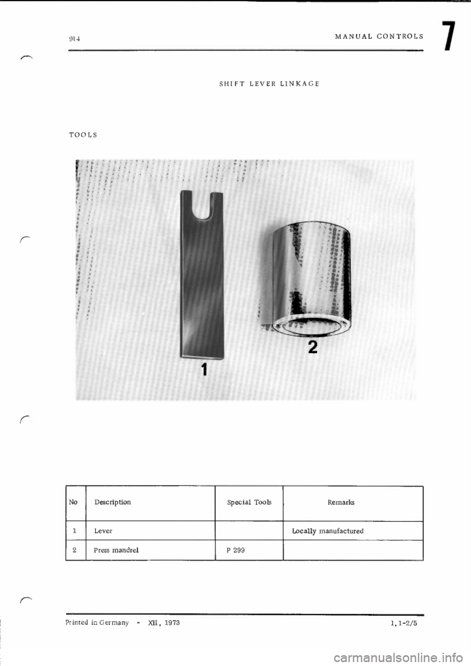 PORSCHE 914 1975 1.G Controls Workshop Manual 