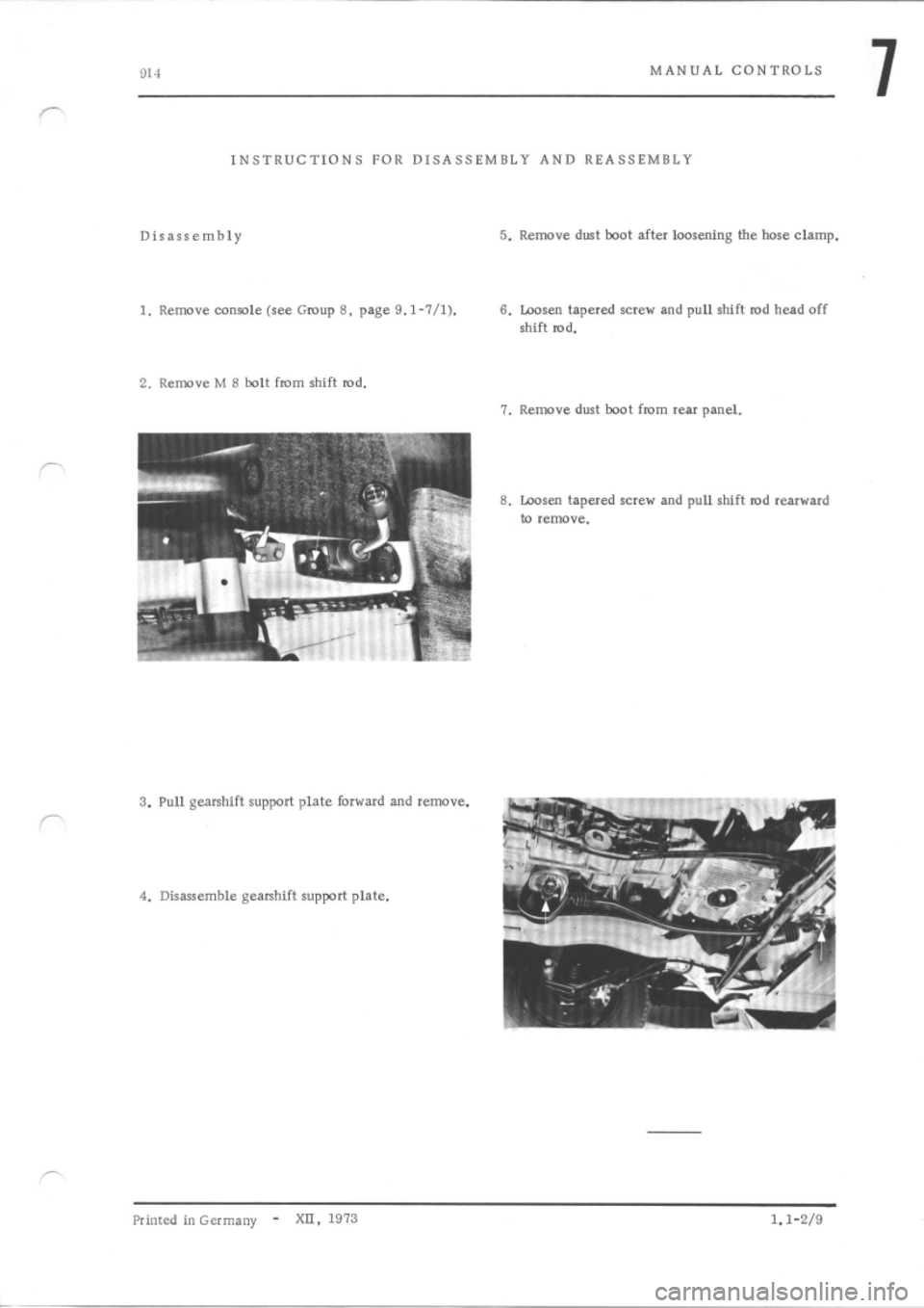 PORSCHE 914 1975 1.G Controls Workshop Manual 