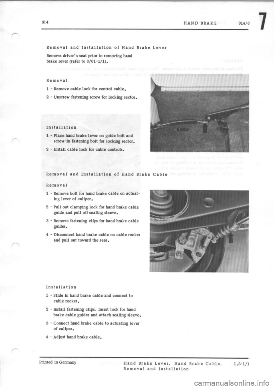 PORSCHE 914 1975 1.G Controls Workshop Manual 