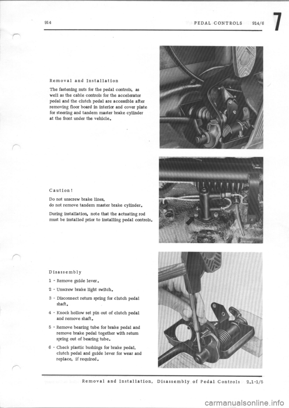 PORSCHE 914 1975 1.G Controls Workshop Manual 
