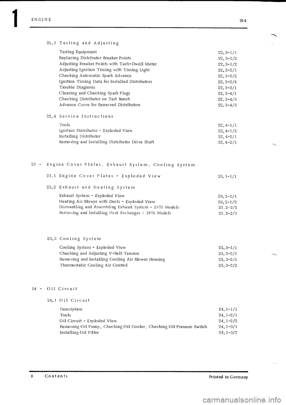 PORSCHE 914 1975 1.G Engine 1 Workshop Manual 