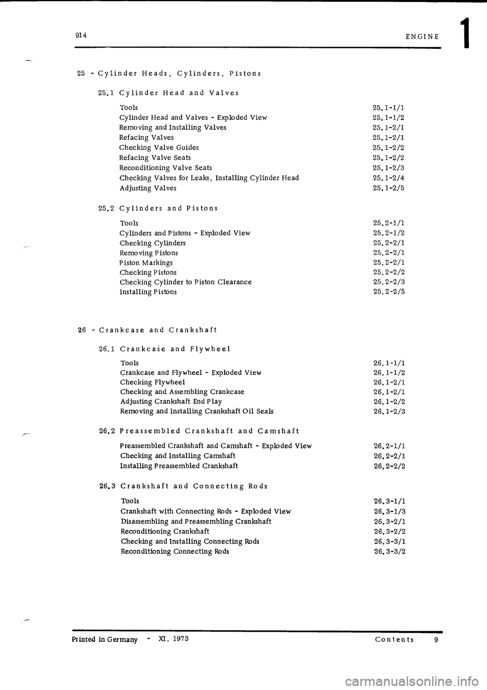 PORSCHE 914 1975 1.G Engine 1 Workshop Manual 