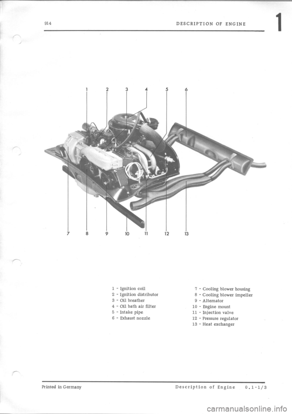 PORSCHE 914 1975 1.G Engine 1 Workshop Manual 