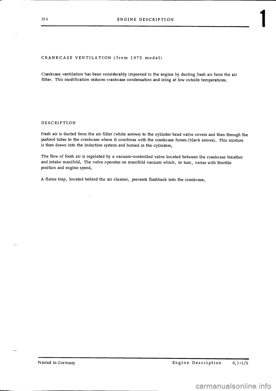 PORSCHE 914 1975 1.G Engine 1 Workshop Manual 