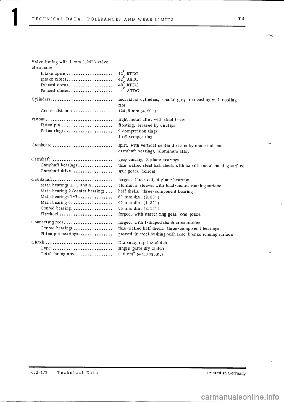 PORSCHE 914 1975 1.G Engine 1 Workshop Manual 