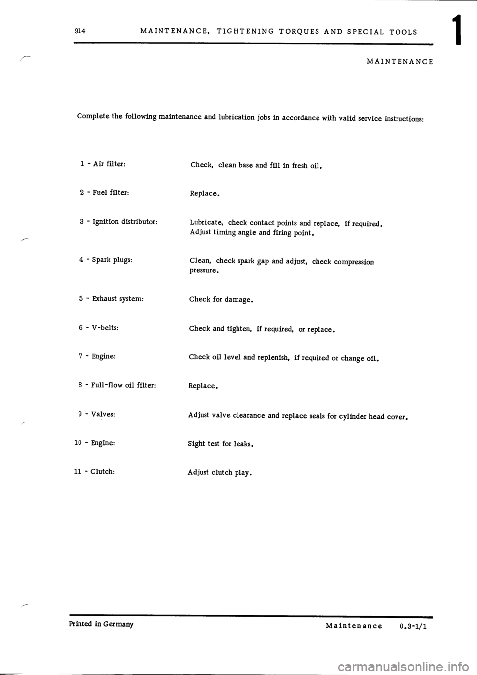 PORSCHE 914 1975 1.G Engine 1 Workshop Manual 