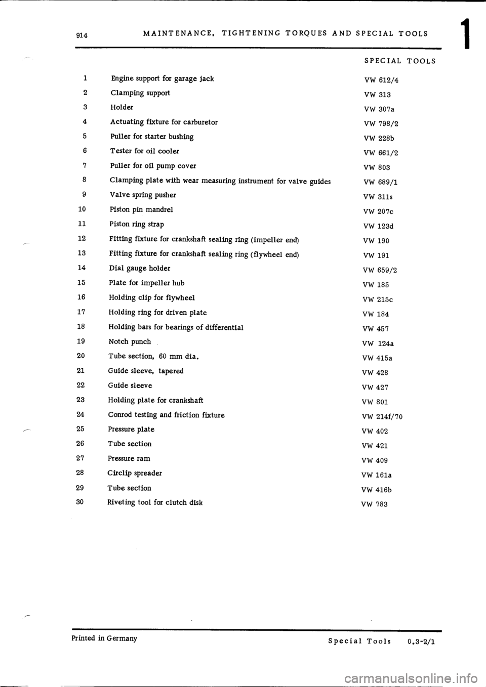 PORSCHE 914 1975 1.G Engine 1 Workshop Manual 