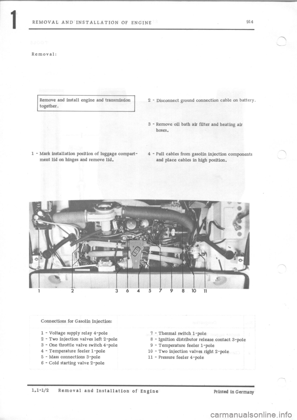 PORSCHE 914 1975 1.G Engine 1 Workshop Manual 
