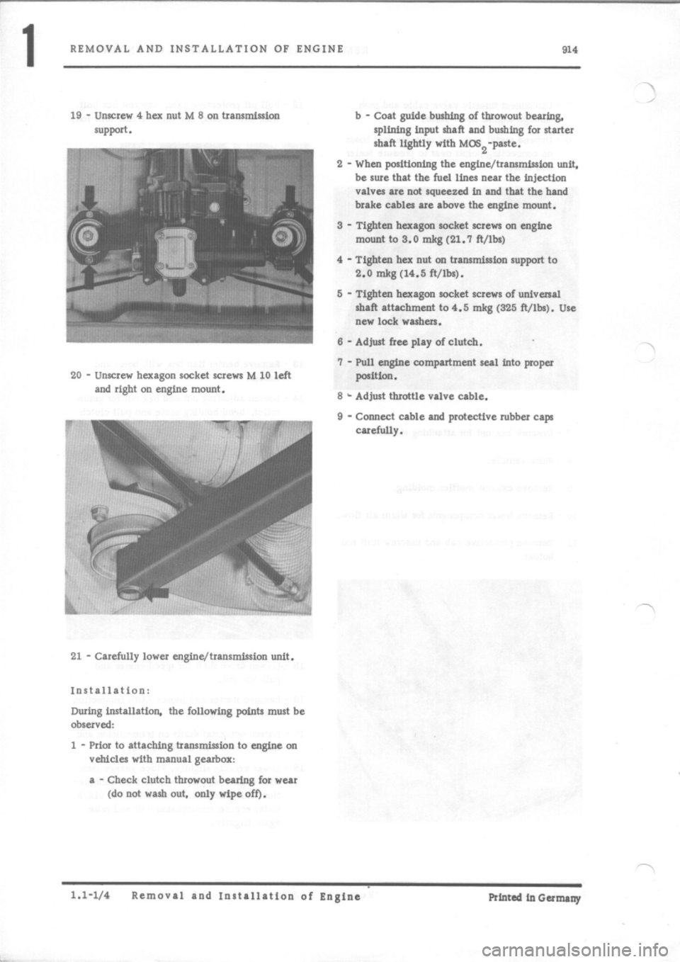 PORSCHE 914 1975 1.G Engine 1 Workshop Manual 