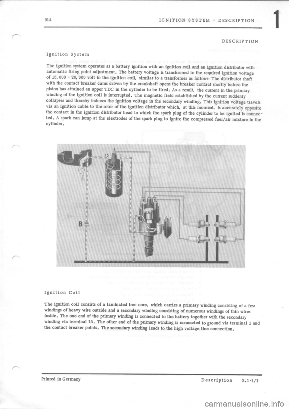 PORSCHE 914 1975 1.G Engine 1 Workshop Manual 