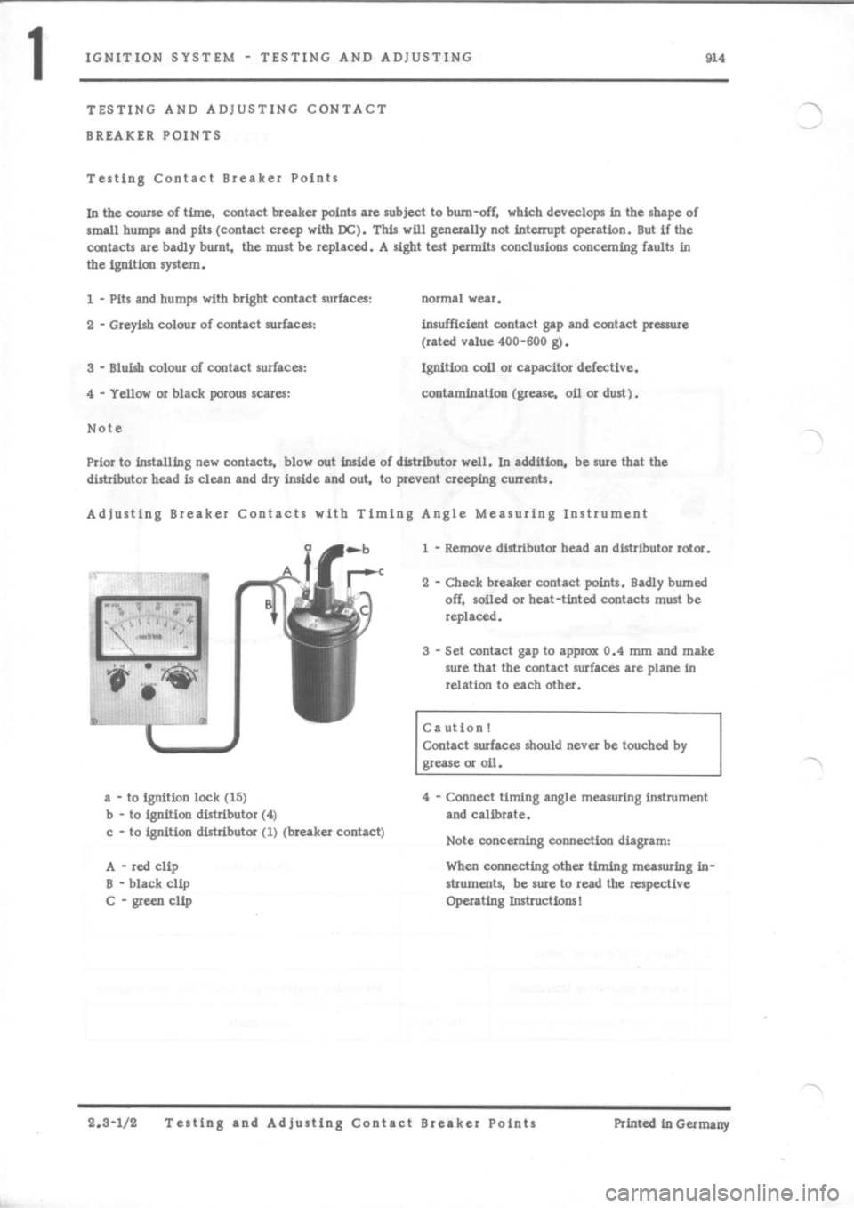 PORSCHE 914 1975 1.G Engine 1 Workshop Manual 