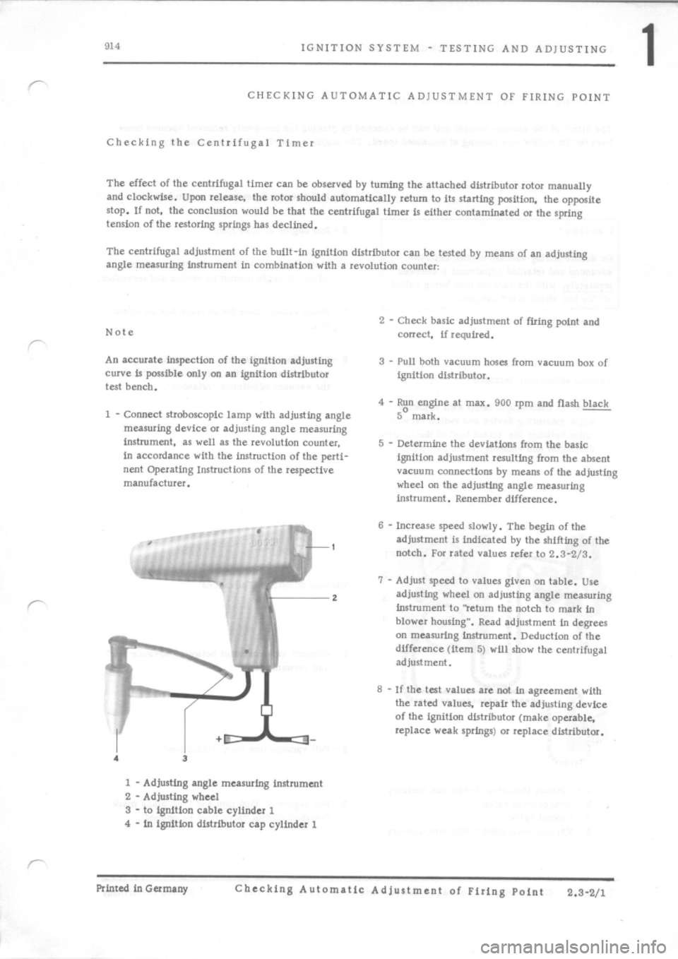 PORSCHE 914 1975 1.G Engine 1 Workshop Manual 