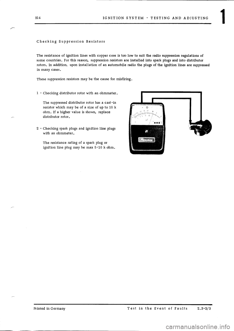 PORSCHE 914 1975 1.G Engine 1 Workshop Manual 