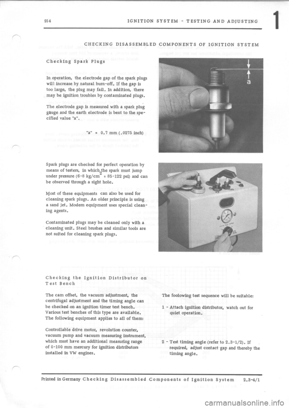 PORSCHE 914 1975 1.G Engine 1 Workshop Manual 