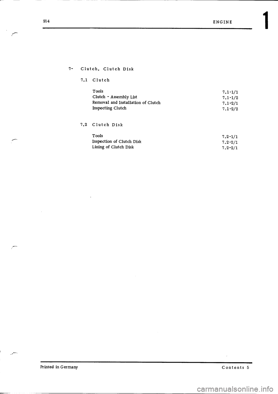 PORSCHE 914 1975 1.G Engine 1 Workshop Manual 