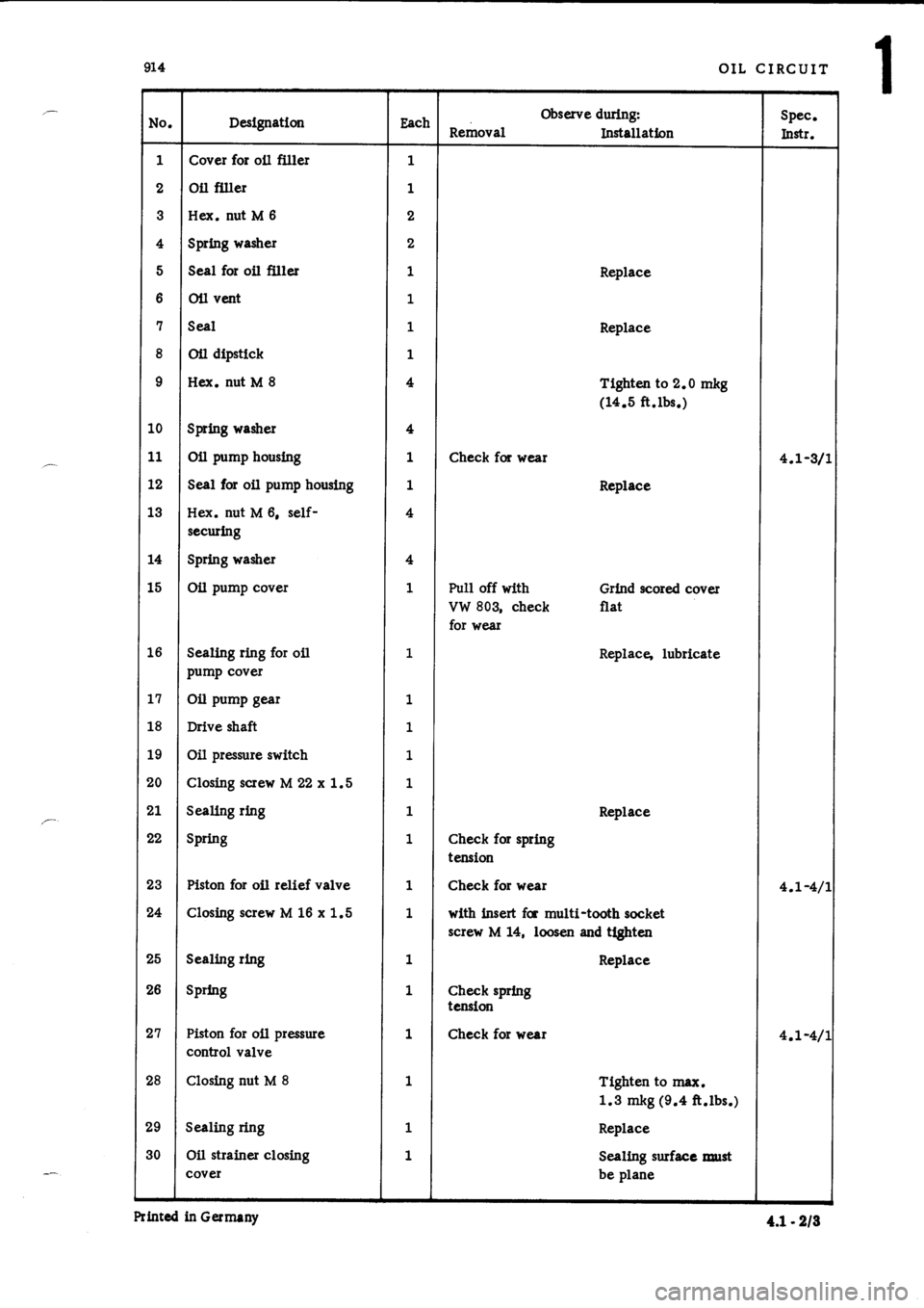 PORSCHE 914 1975 1.G Engine 2 Workshop Manual 