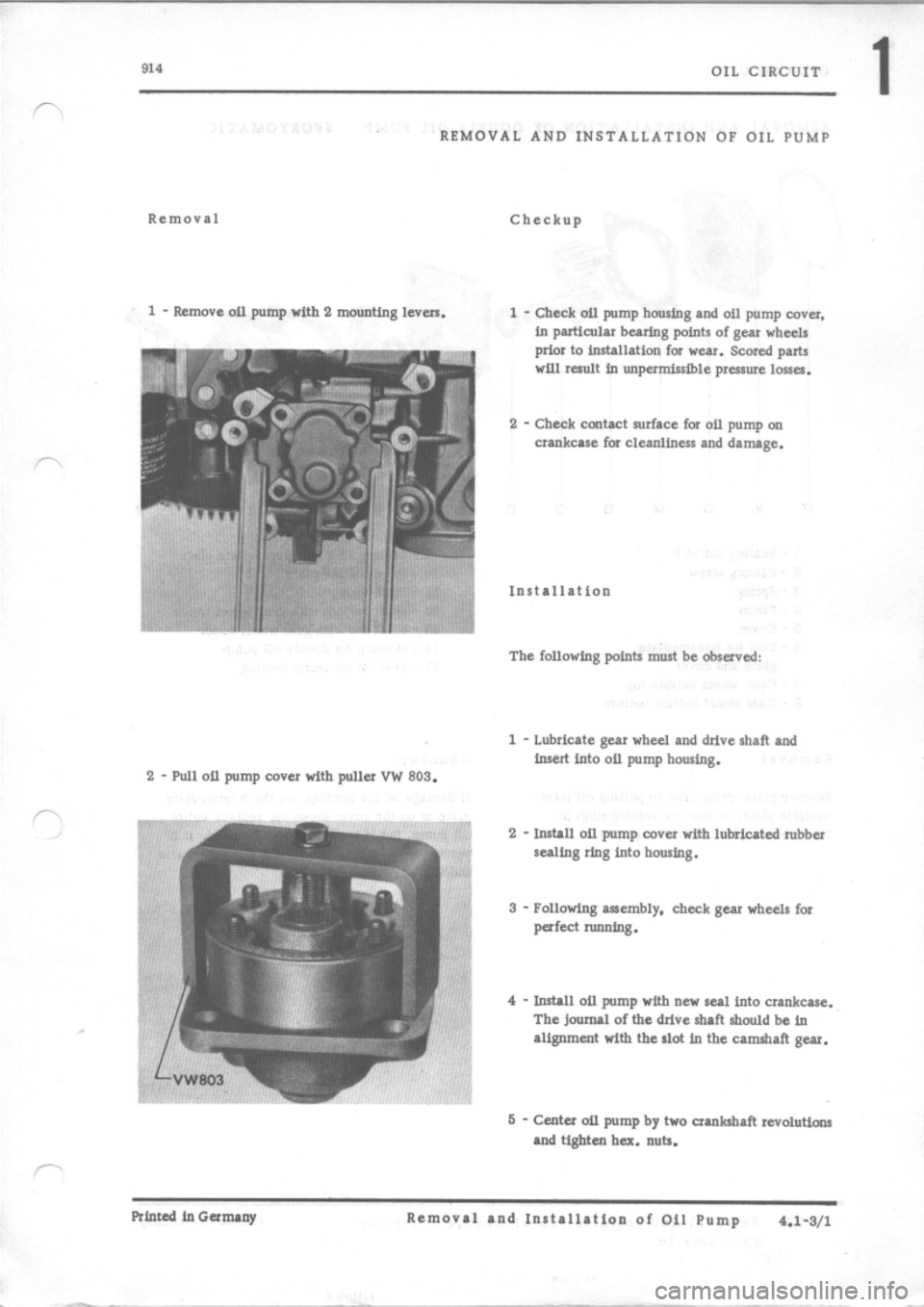 PORSCHE 914 1975 1.G Engine 2 Workshop Manual 