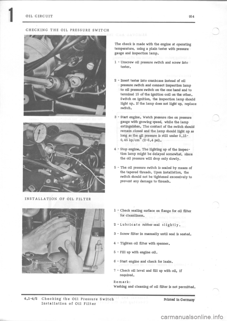 PORSCHE 914 1975 1.G Engine 2 Workshop Manual 